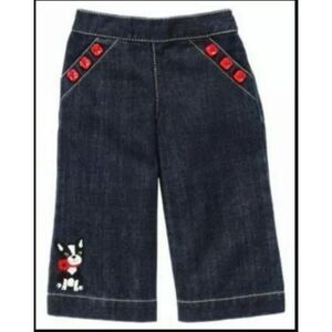 NEW Gymboree girls jeans 2T 2 Poppy Love denim pants dog wide leg red pull on